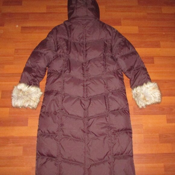 Maroon Brown Down Long Winter Puffer Coat - XL - Picture 5 of 15